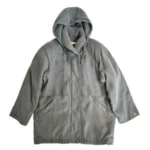 London Fog Women’s Jacket Detachable Hood Zip Quilted Fleece Liner Gray Small